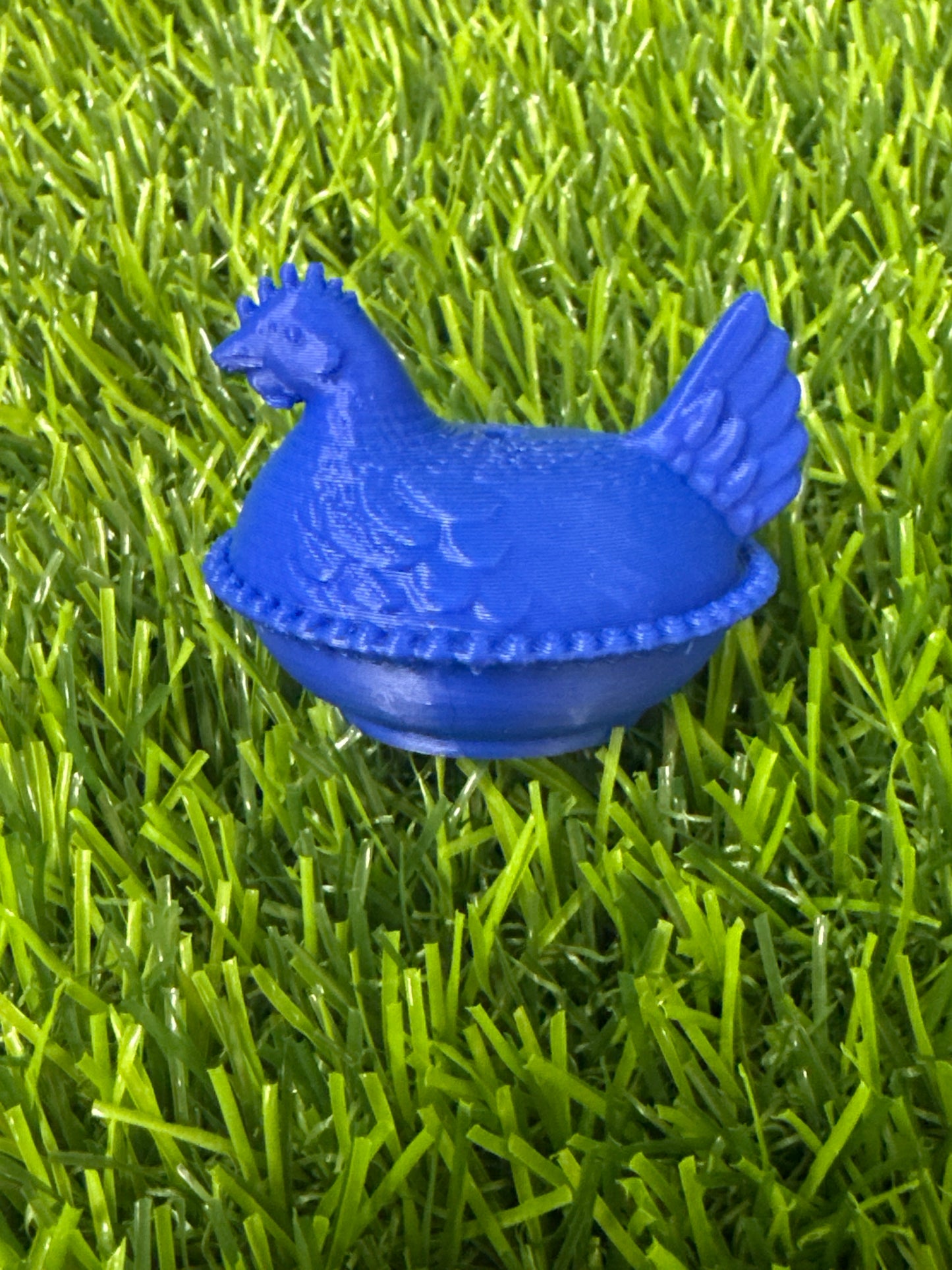 Colbalt Blue 3d PLA Printed Hen Focal
