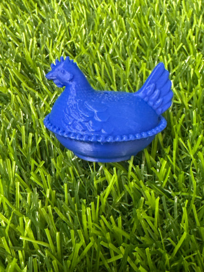 Colbalt Blue 3d PLA Printed Hen Focal