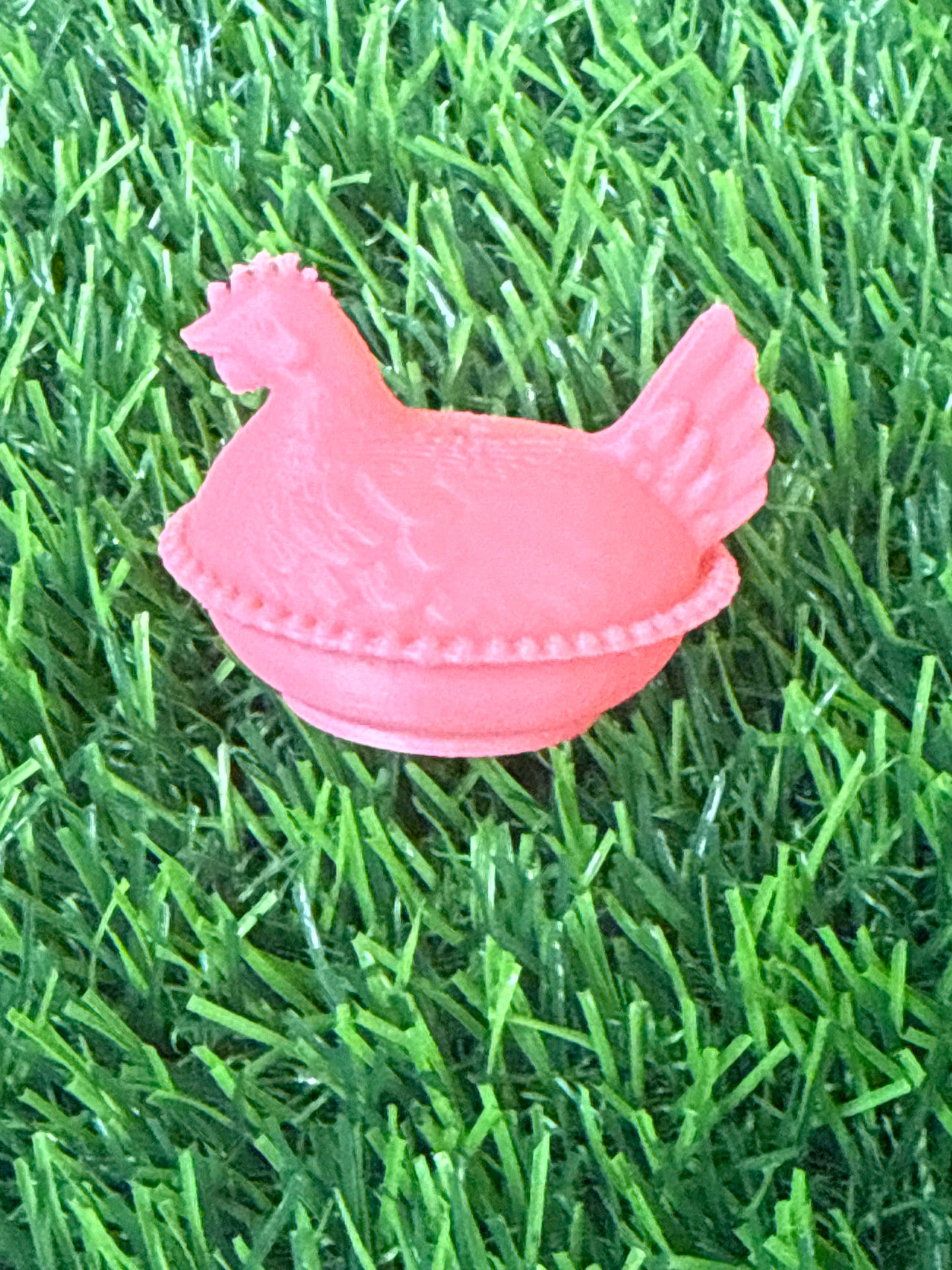Salmon Pink 3d PLA Printed Hen Focal