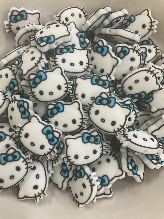 Blue Bow Hello Kitty Head Silicone Focal