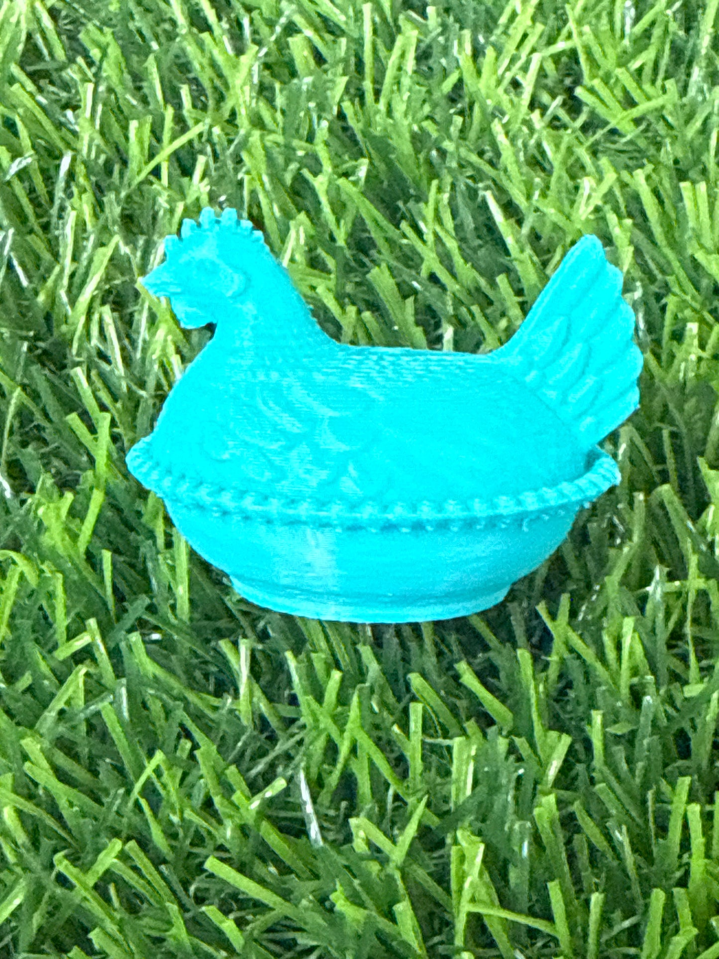 Teal 3d PLA Printed Hen Focal