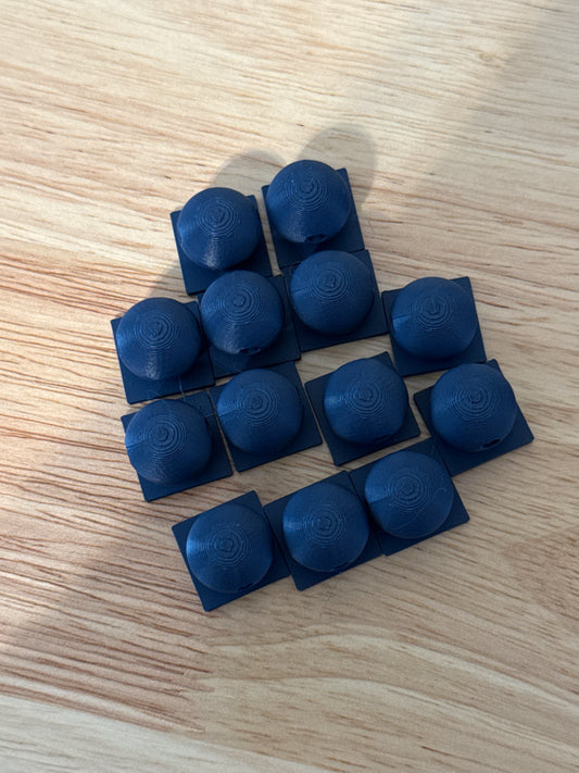 Bead with Flat-Back Attachment for Acrylic Flatbacks Navy 3D Printed - 16mm - 10 pack
