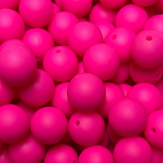 s17 Solid 15mm 10 pk Hot Pink Silicone Beads-catalog A05-49