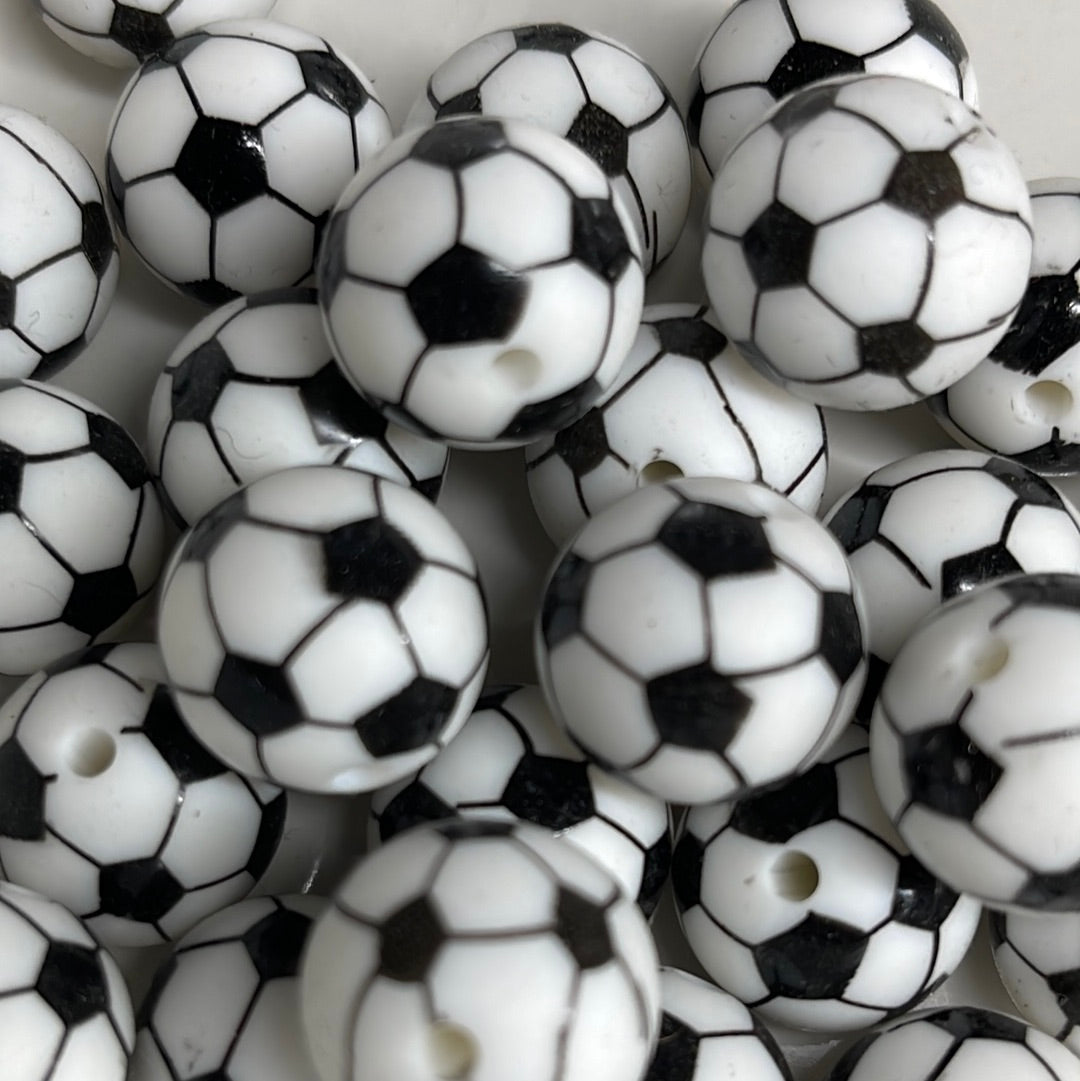 15mm 10 pk Soccer Ball Silicone Beads