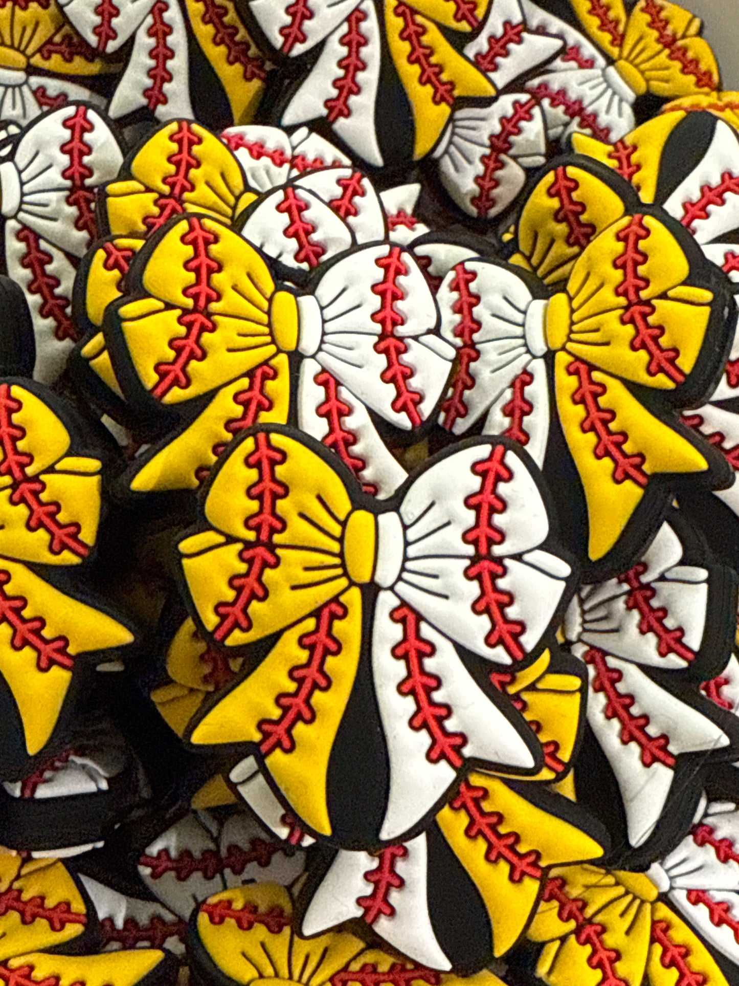 Baseball Softball Coquette Bow Silicone Focal - Exclusive to RD Creations