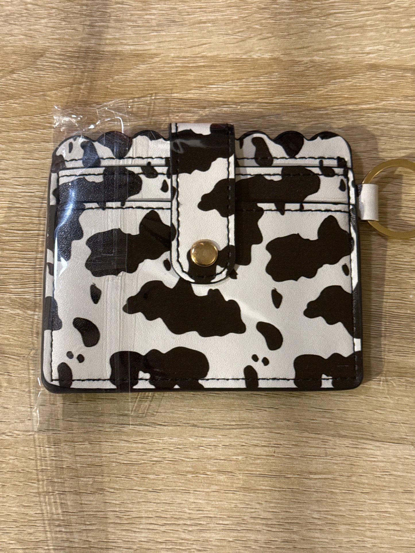 Cow Large Card Wallet w/Gold Hardware