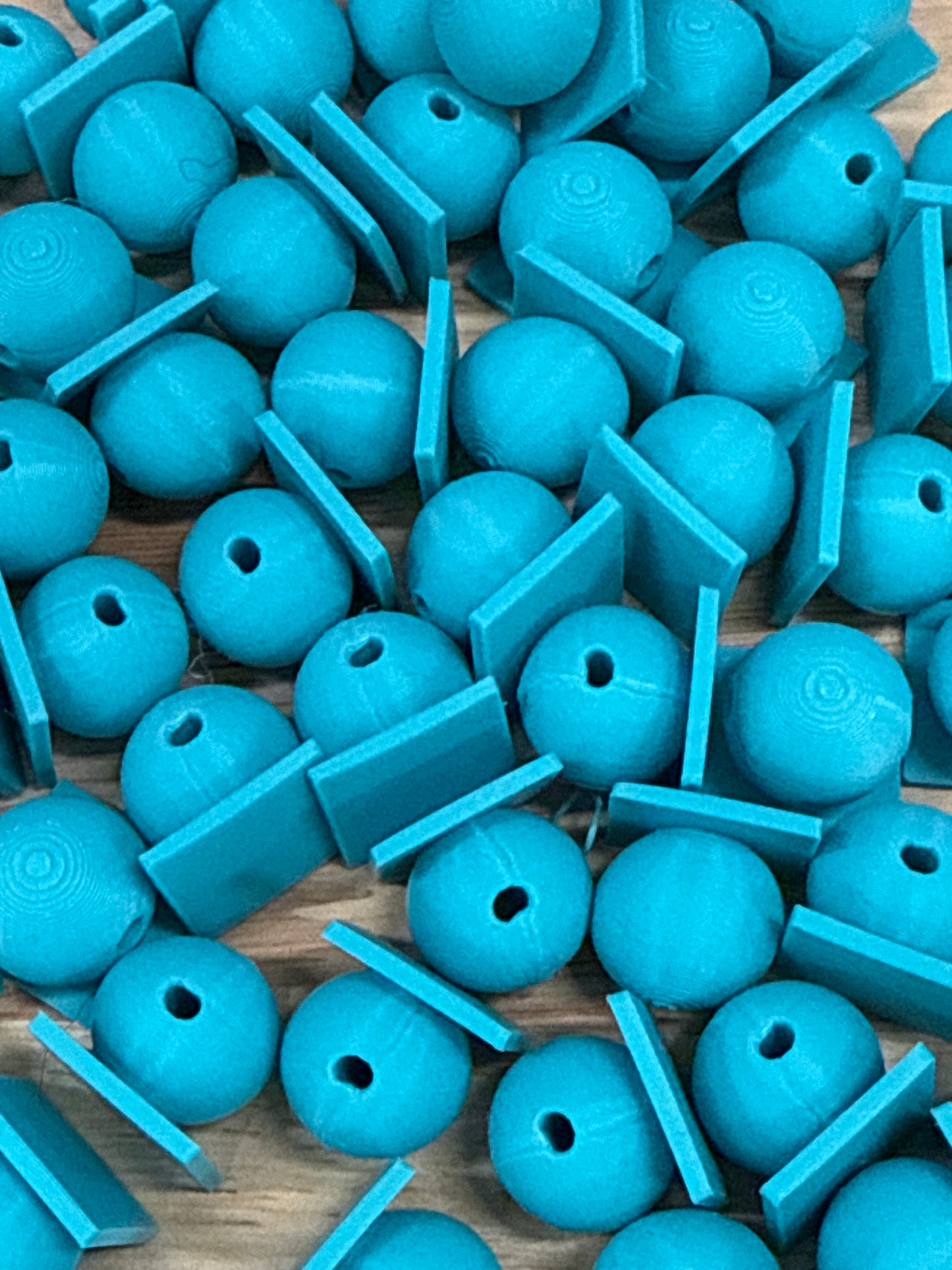 Bead with Flat-Back Attachment for Acrylic Flatbacks Teal 3D Printed - 16mm - 10 pack