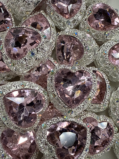 Cuentas de diamantes de imitación con forma de corazón