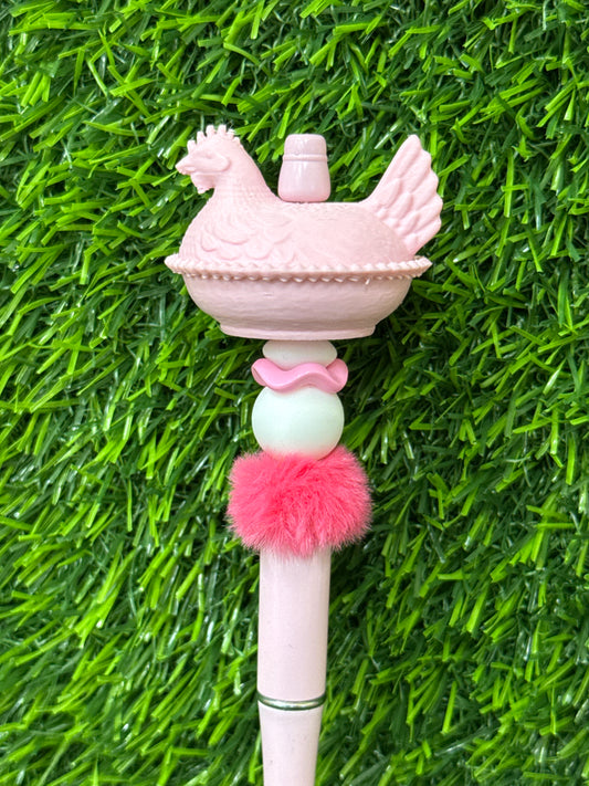 Baby Pink 3d PLA Printed Hen Focal