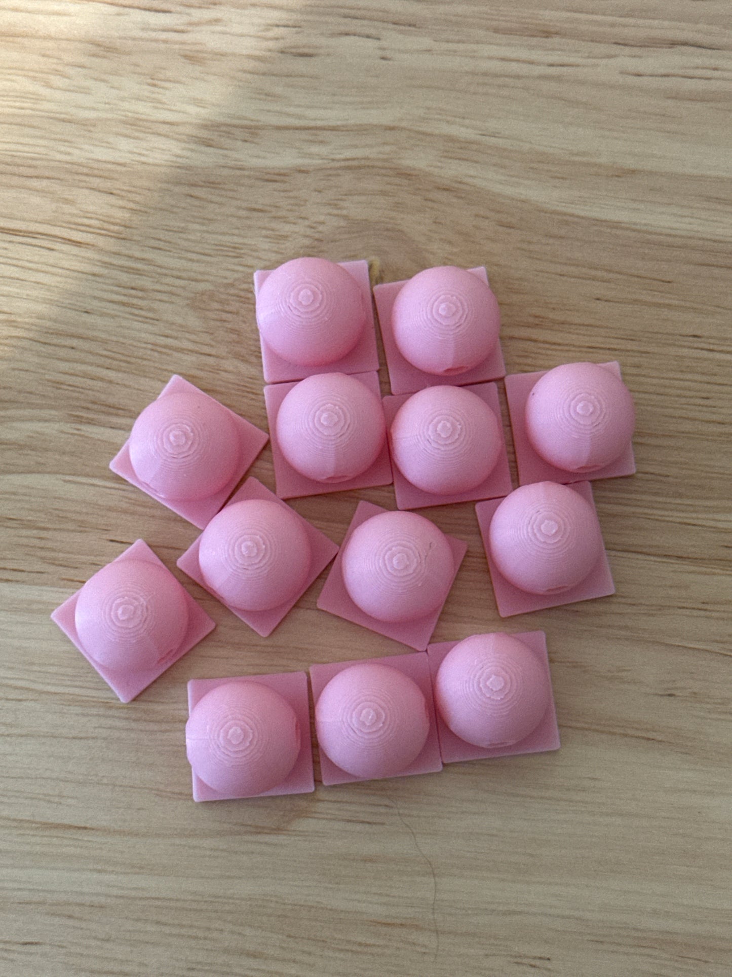 Bead with Flat-Back Attachment for Acrylic Flatbacks Baby Pink 3D Printed - 16mm - 10 pack