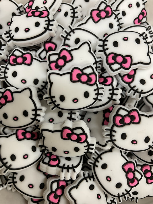 Pink Bow Hello Kitty Head Silicone Focal