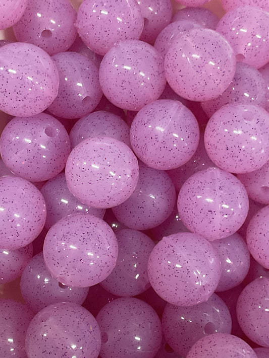 P61 Glitter Lilac 15mm 10 pk Silicone Beads