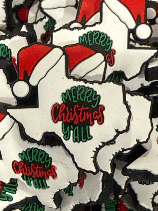 Merry Christmas Y’all Silicone Focal- Exclusive to Little Miss Bead Supply