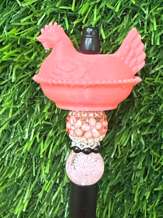 Salmon Pink 3d PLA Printed Hen Focal