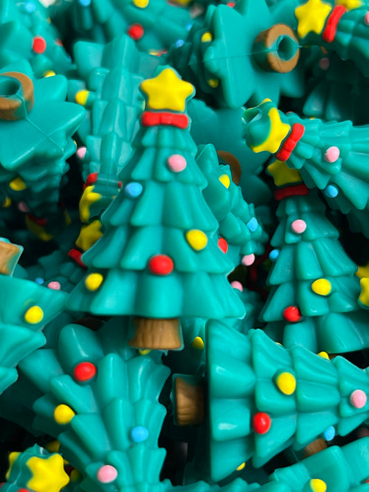 3d Green Christmas Tree Silicone Focal