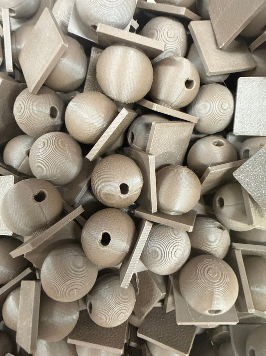 Bead with Flat-Back Attachment for Acrylic Flatbacks Brown 3D Printed - 16mm - 10 pack