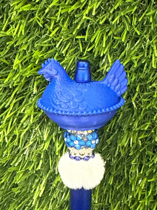 Colbalt Blue 3d PLA Printed Hen Focal