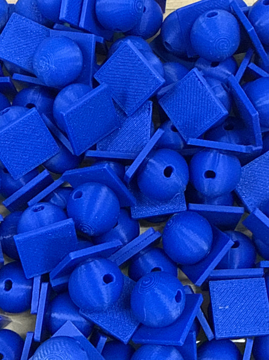 Bead with Flat-Back Attachment for Acrylic Flatbacks Colbalt Blue 3D Printed - 16mm - 10 pack