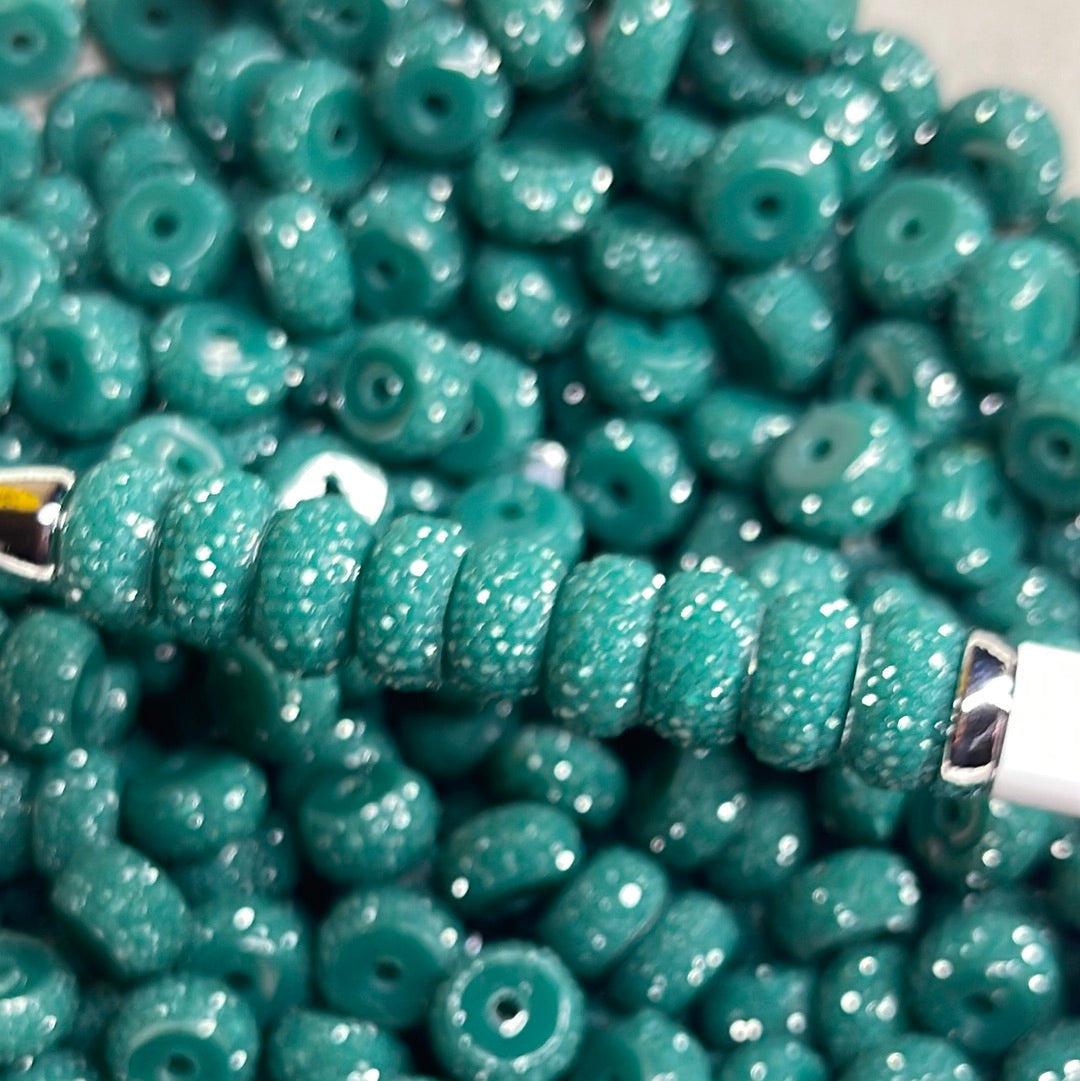 10pk Hunter Green Bling Spacers Beads-12mm