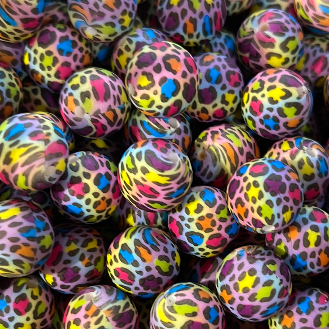 P52 15mm 10pk Party Cheetah Silicone Beads-catalog P07-196