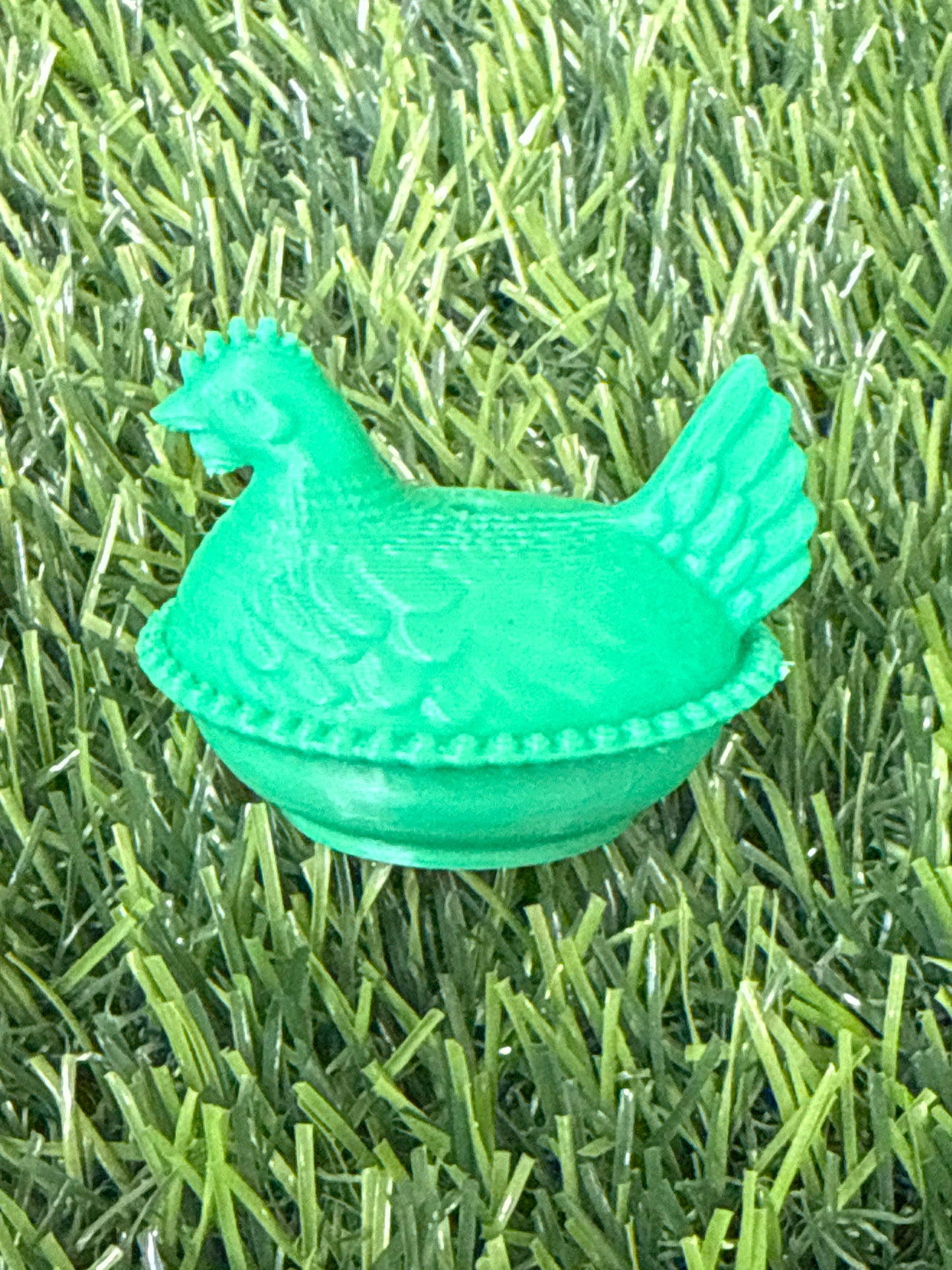 Green 3d PLA Printed Hen Focal