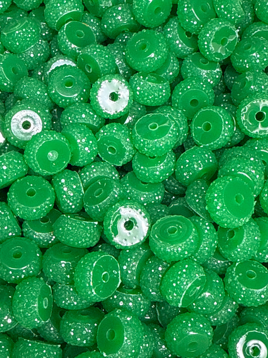 10pk Christmas Green Bling Spacers Beads-12mm