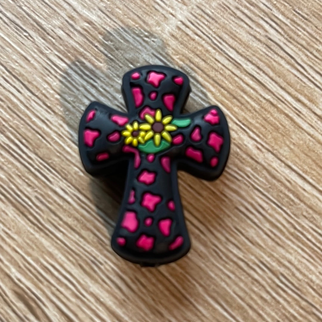 Pink Cheetah Cross Silicone Focal