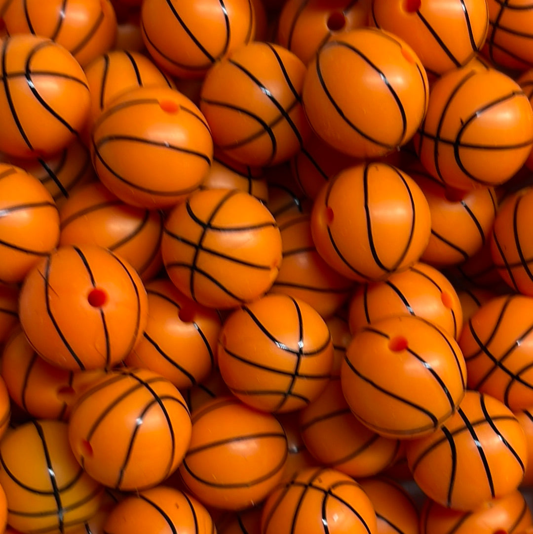 15mm 10 pk Basketball Silicone Beads