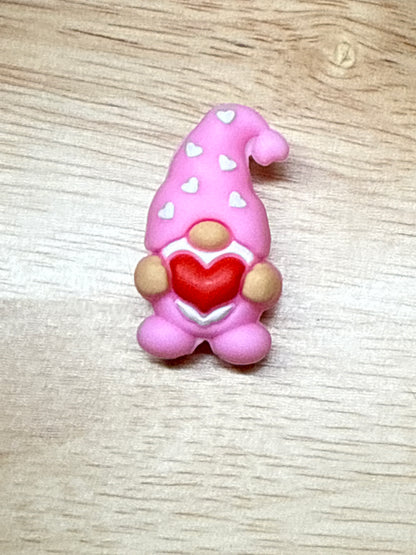 Gnome 3D Pink w/Red Heart Silicone Focal