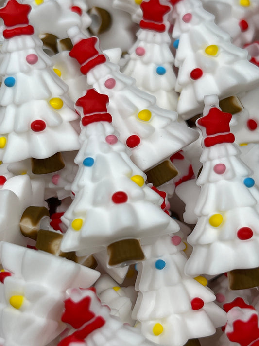 3d White Christmas Tree Silicone Focal