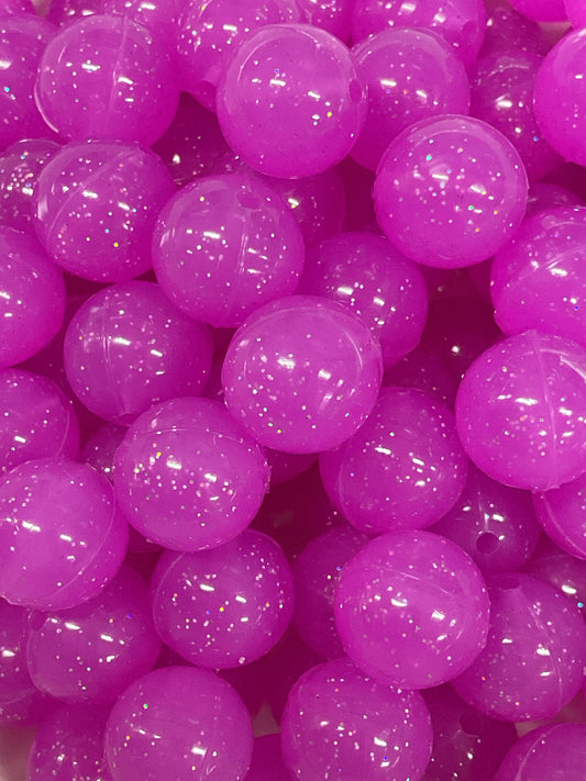 P75 Glitter Dark Orchid 15mm 10 pk Silicone Beads