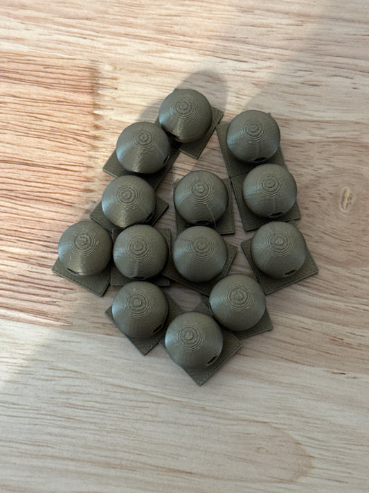 Bead with Flat-Back Attachment for Acrylic Flatbacks Brown 3D Printed - 16mm - 10 pack