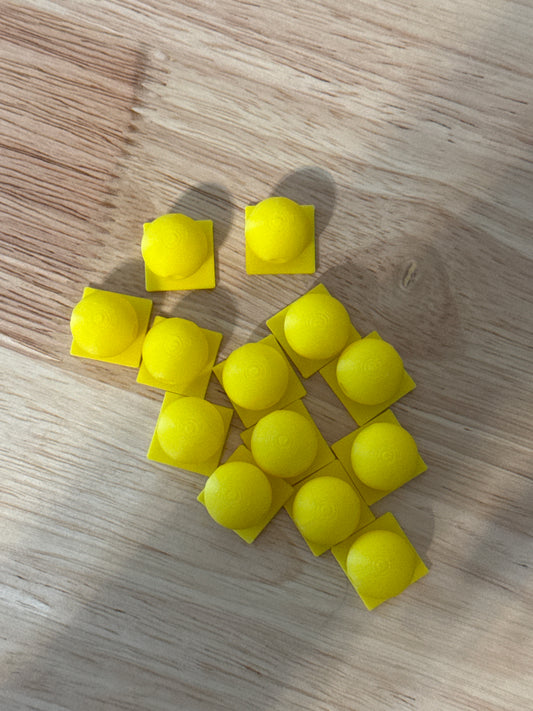 Bead with Flat-Back Attachment for Acrylic Flatbacks Yellow 3D Printed - 16mm - 10 pack