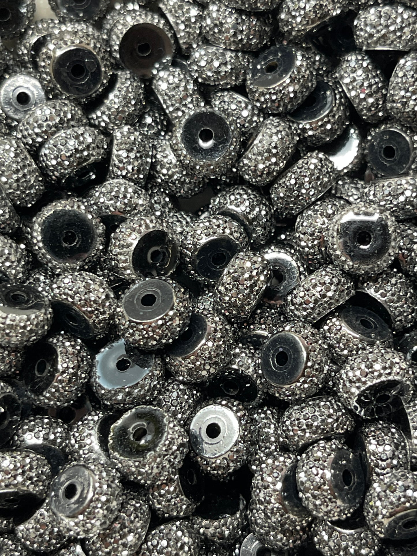 10pk BlackSilver Bling Spacers Beads-12mm