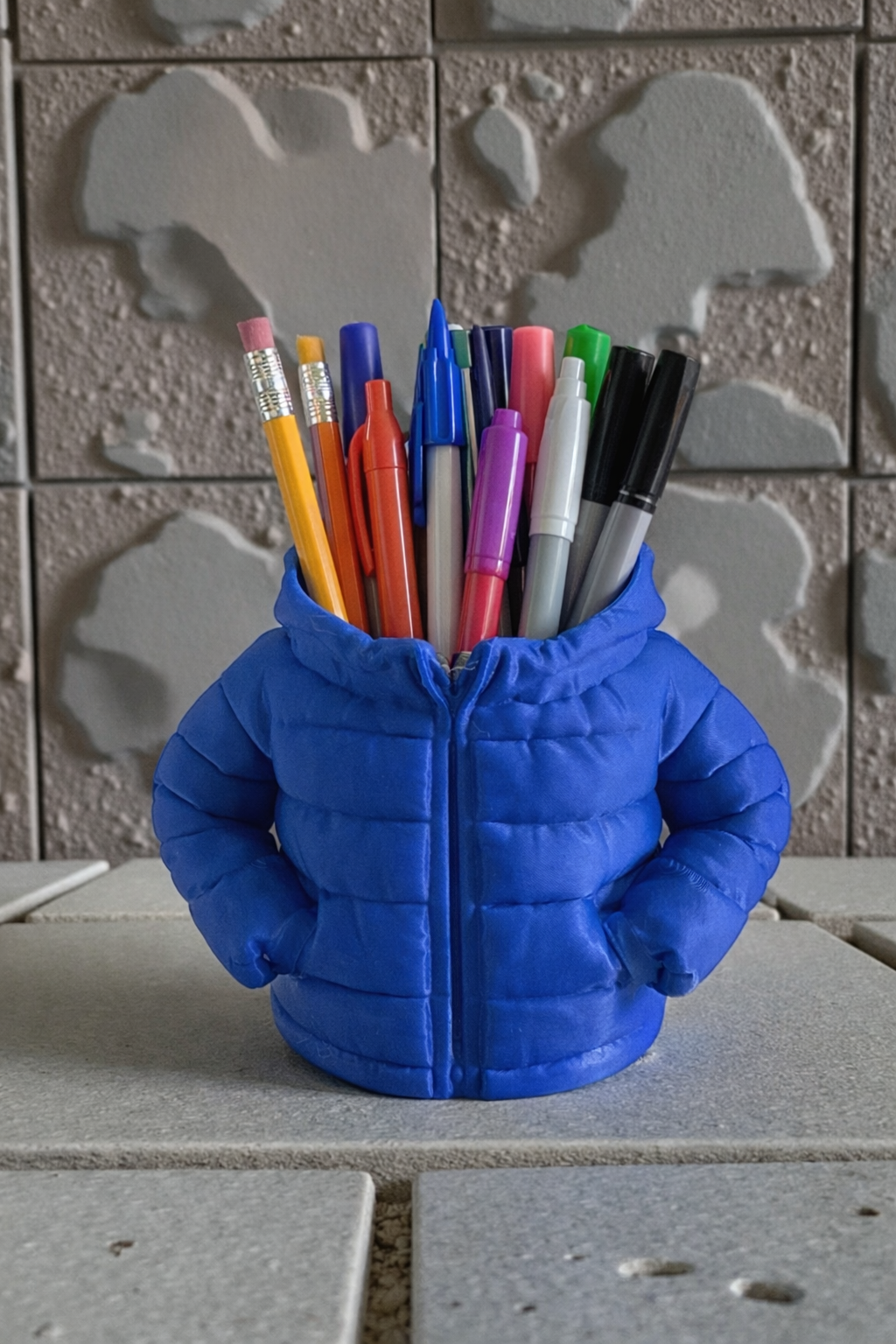 3D Printed Puffer Jacket Can/Water/Pens Holder-Can/Bottles not included