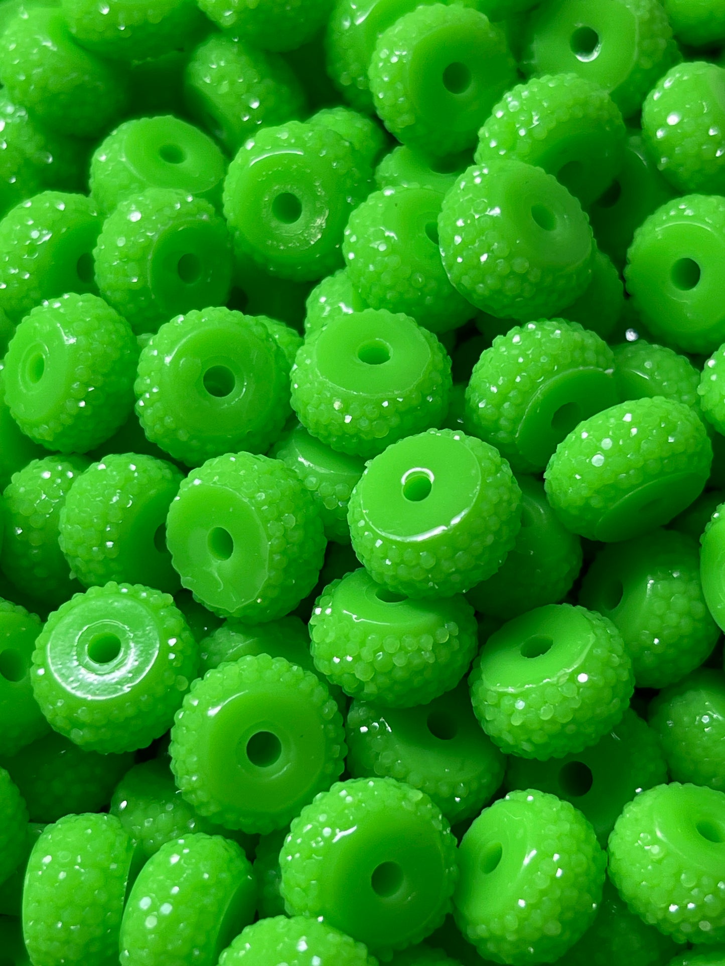 10pk Lime Green Bling Spacers Beads-12mm