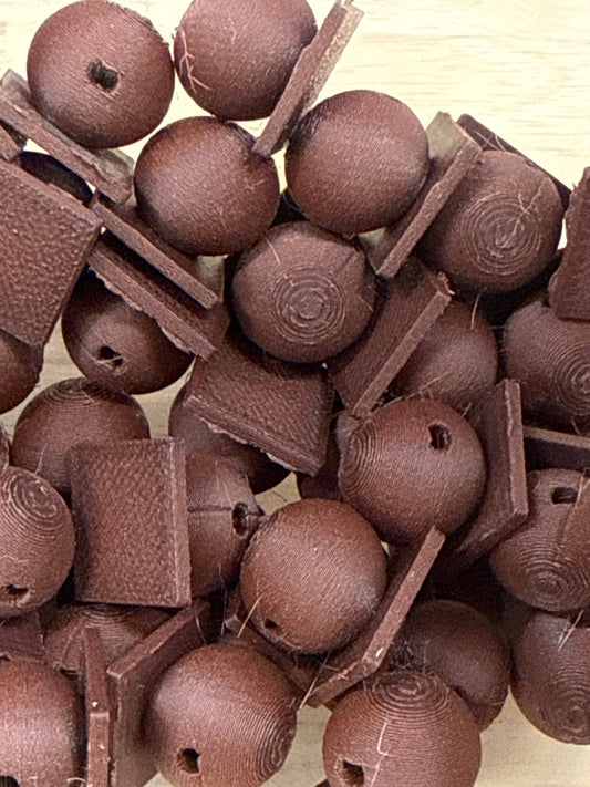 Bead with Flat-Back Attachment for Acrylic Flatbacks Brown 3D Printed - 16mm - 10 pack