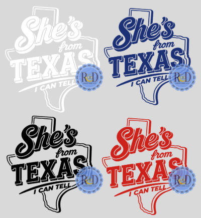 She's From Texas I can Tell Color Bundle - PNG Digital Download