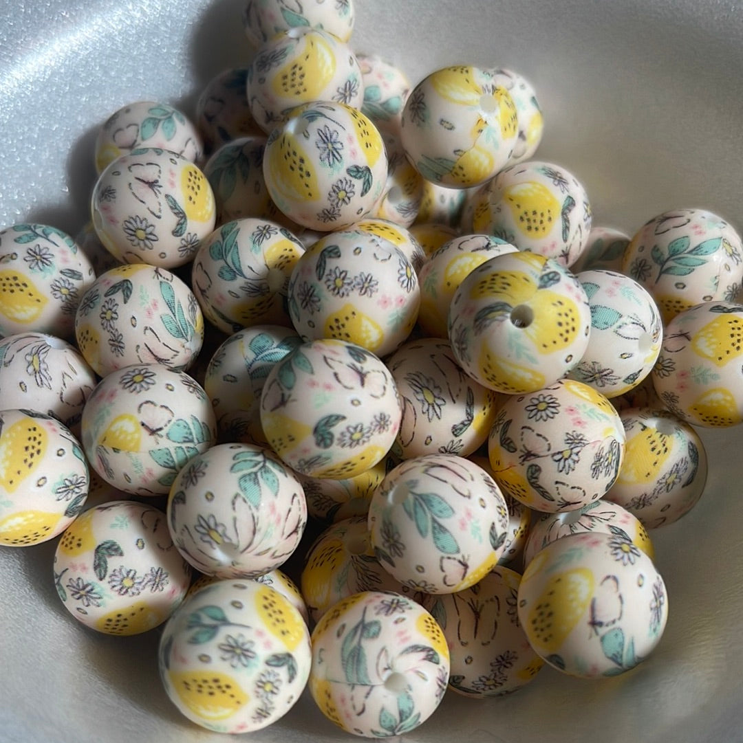 P16 15mm 10 pk Lemon Peacock Beads Print-Catalog P03-65