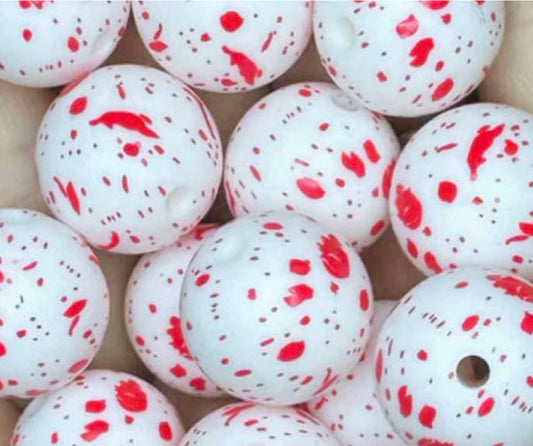 P7 15mm 10 pk Red Splattered Print Silicone Beads